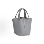 HERMES Picotin Lock 18 Gold Buckle Basket Bucket Bag Handbag 18 Women P0 Gris Pantin Puppet Grey